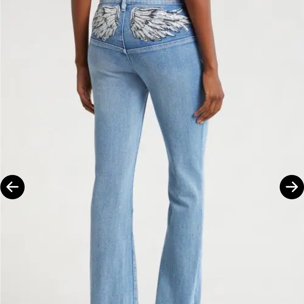 PTCL Ethikal Brand Light Blue Women's Flare Jeans with Embroidered Wing Detail